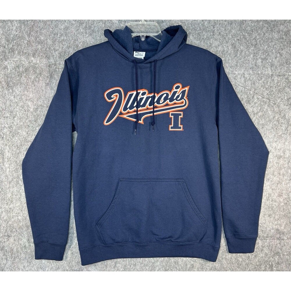 Illinois University Illini Hoodie Men Size M Navy Blue Sweatshirt